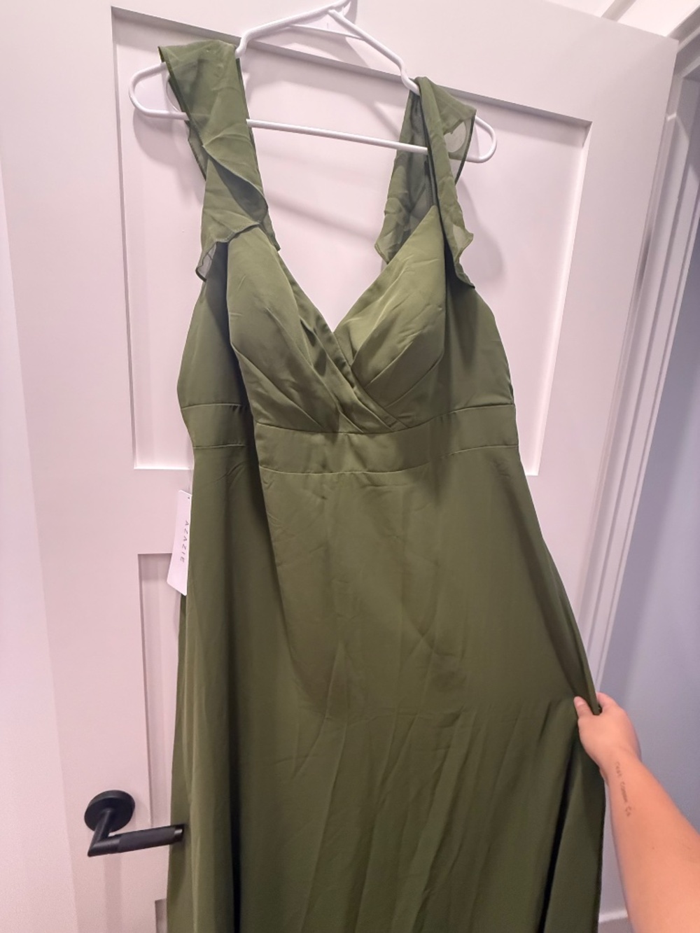 NWT Azazie A18 Leilani Bridesmaid Dress- Olive - Picture 5 of 5